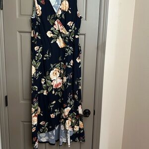 J for Justify Floral High Low Dress - Navy and Cream